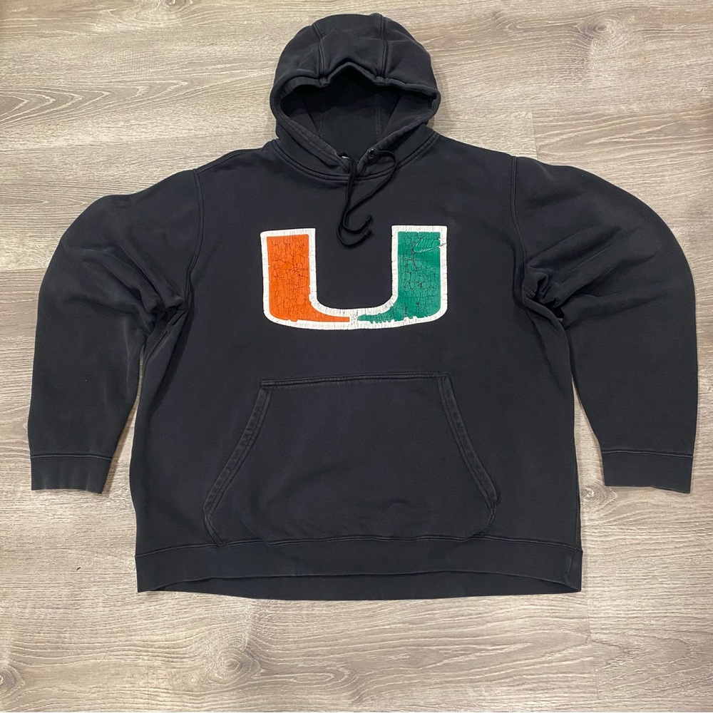 Nike Miami Hurricanes Black Hoodie Crackle "U" Logo 2XL NCAA